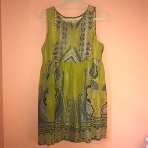 Green Printed Empire Waist Dress